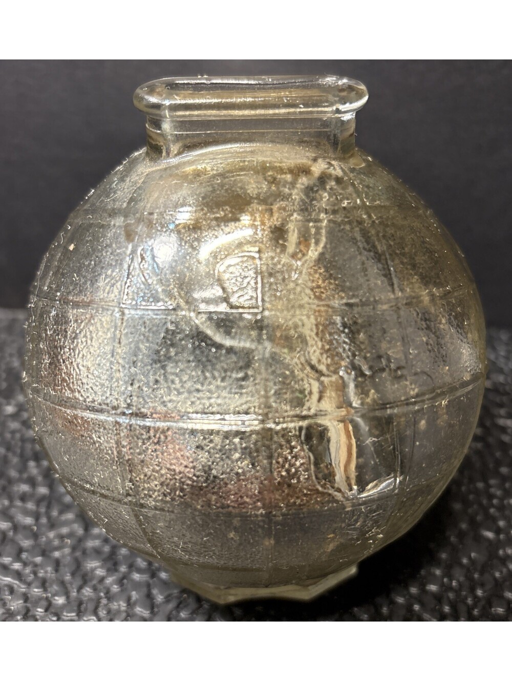 Rare Vintage Silver Glass Globe Coin Bank Embossed World Map Bank Decorative